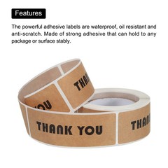 1 Roll 1×3 Inch Thank You Stickers Adhesive Rectangle Gift Seal Label