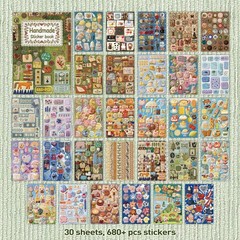 Bomichi Japanese Embroidered Sticker Book, Animal and Plant Theme 680+ Pcs C…