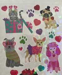 Cat Kittens Chihuahua Bulldog Dogs Puppy Love Hearts Stickers New Kids Decorate