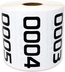 Numbered Stickers 0001-1000, Waterproof Vinyl, 3×1.5 in