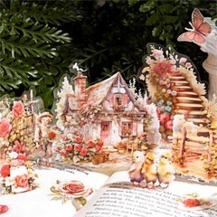 Flowers Garden House PET Stickers Journals Card Diary Scrapbooking DIY Collage
