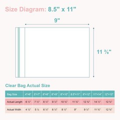 Acid~Free Picture Sleeves 100 Pack Crystal Clear 8.5×11 Print Protectors