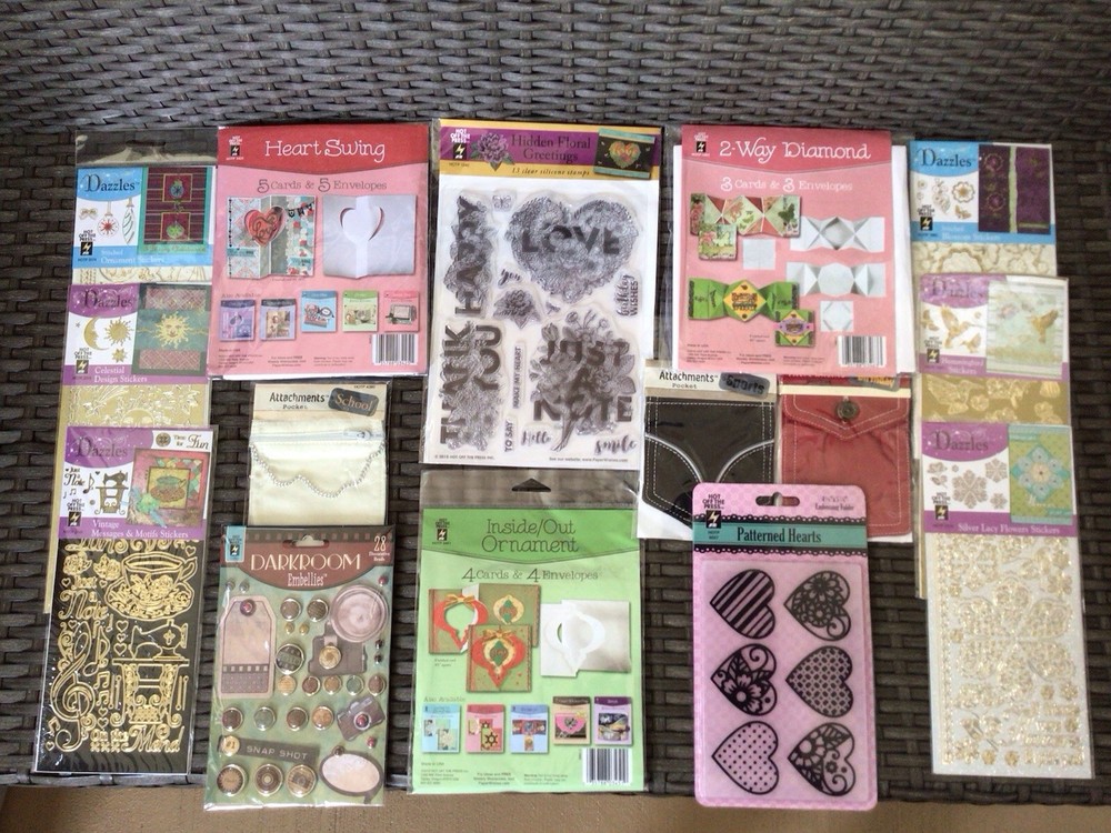 HOT OFF THE PRESS LOT-Stamps-Dazzles-Pockets-Brads-Folder~NEW
