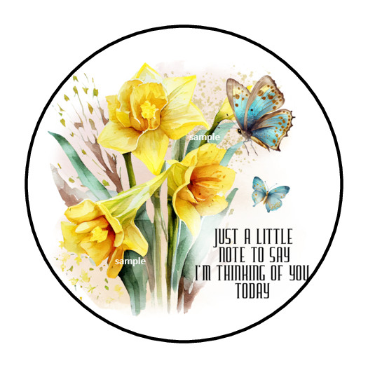30 THINKING OF YOU ENVELOPE SEALS STICKERS LABELS TAGS 1.5″ ROUND FLORAL FLOWERS