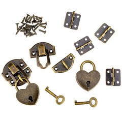 2 Set Antique Bronze Hasp Latch 27 X 30 mm Hasp Latch Mini Box Hinges and Lov…