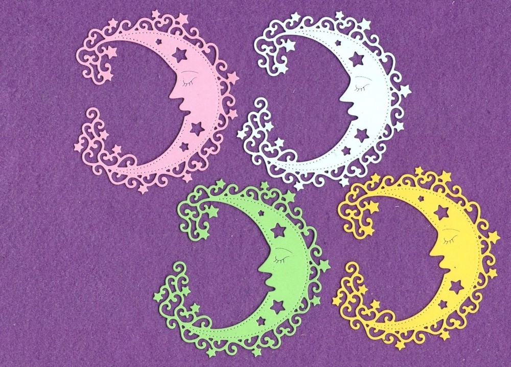 MOON WITH STARS die cuts scrapbook cards