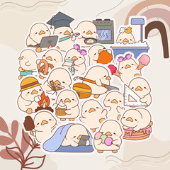 20pcs Cute Duck Stickers Pack | Kawaii Animal Stickers | Planner, Laptop