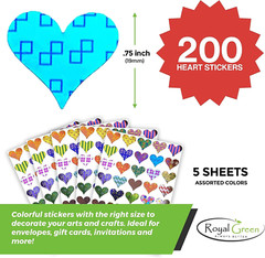 Valentines Heart Stickers with Assorted Patterns Metallic Sticker Hearts in Pink