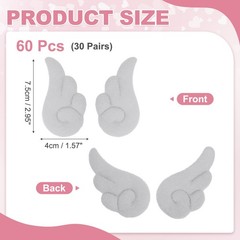 Plush Angel Wings for Craft, 30Pairs Mini Angel Wings (Gray, 3″x1.6″)