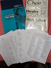 Teacher plan books, writing paper, acid free stickers