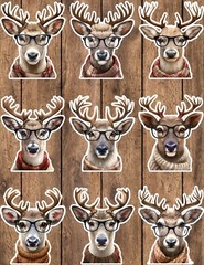 Hip Deer Die Cut Vinyl Stickers Set Scrapbooking Laptop Waterbottle