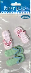 RARE! Vintage Paper Bliss Beach FLIP FLOPS 3D stickers 02593 FAST FREE SHIP!