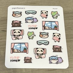 NEW PaperKumaCo “Nap Time” Sticker Sheet Paper Kuma Co PKC Stickers