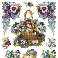 Violette Stickers – Pansy Wreath – 1 Spring Flowers Sticker Sheet – Scrapbooks