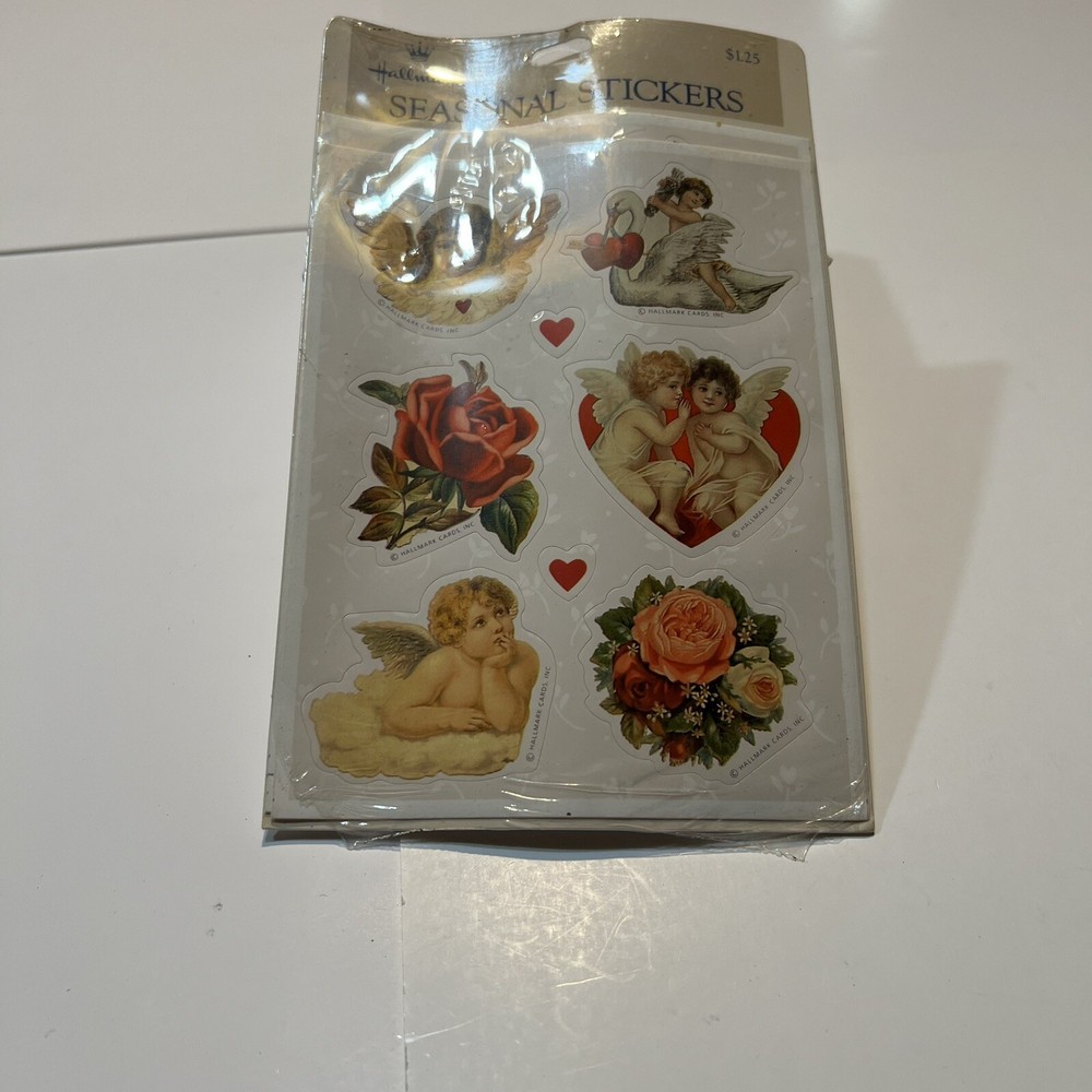 Vintage Hallmark Victorian Style Cherubs Valentine Rose Flowers Stickers New