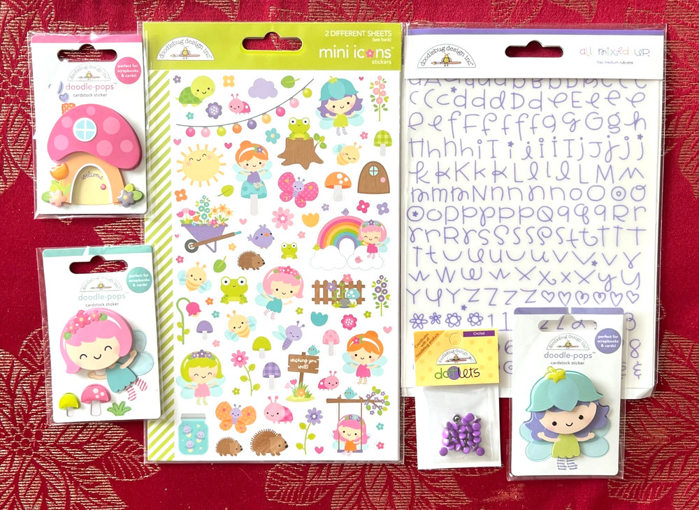 #605 – FAIRY GARDEN DOODLEBUG STICKERS & BRADS ALPHABET LETTERS