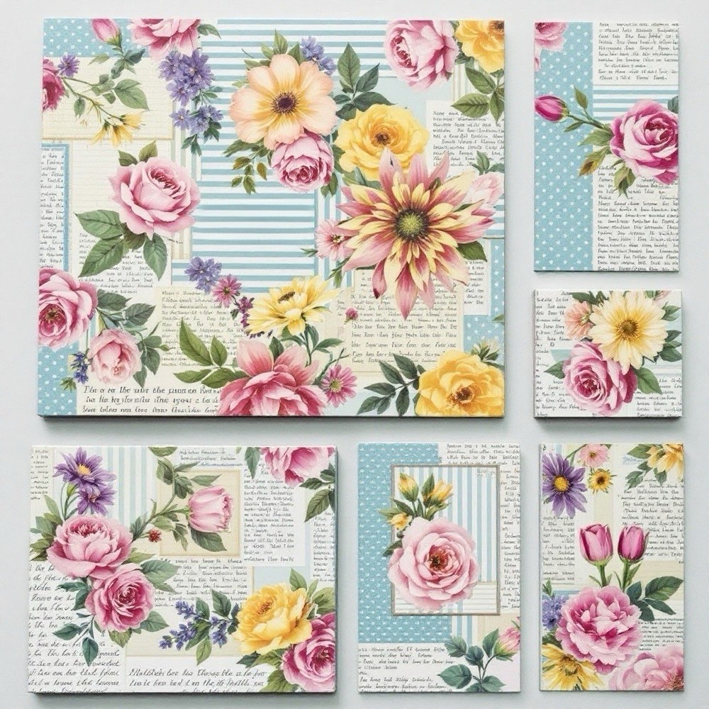 Spring Floral Flowers Decoupage Rice Paper For Ornament-Wood Art A4 1 Sheet