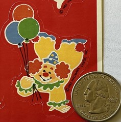 HAPPY CLOWN Sticker(9pc) Hallmark•Circus*Vintage 1982*Balloon*Trick*Card Making
