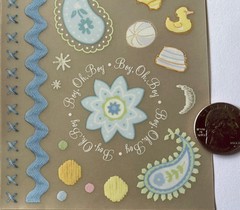 BABY BOY IMAGES Rub-On(4”x 12”)Flair•Paisley•Blue•Flowers •Stitches•Card Making•