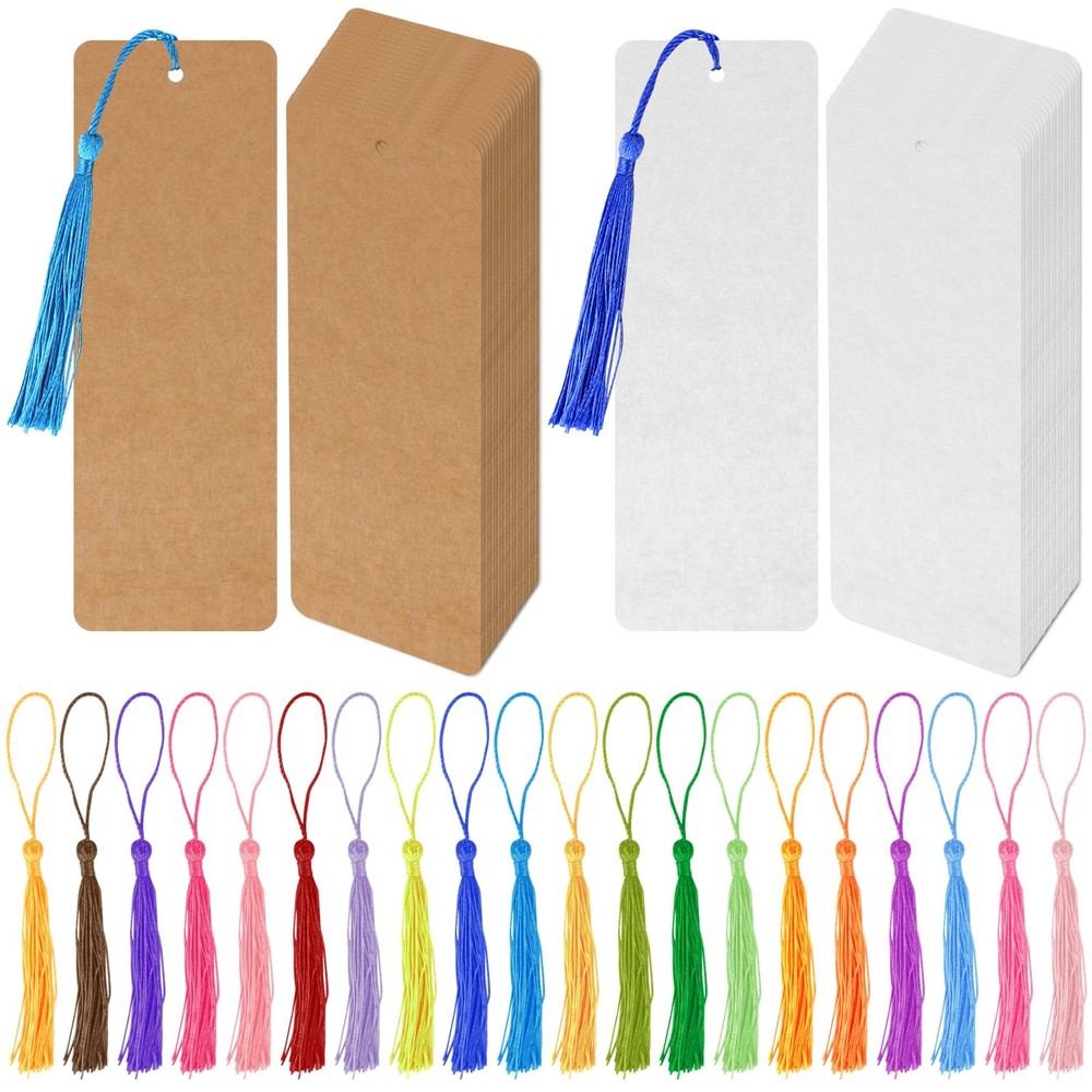 MIDELONG 40 Pcs Kraft Paper Blank Bookmarks with 40 5.5×2 inches, Multicolor