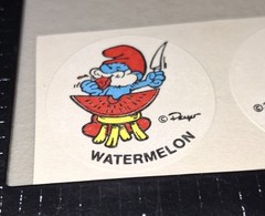 vintage Stickers,smurf Scratch N Sniff, WATERMELON strip Rare