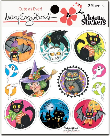 Mary Engelbreit Stickers 2 Sheets Whimsical Halloween Caps Haunted House Witch