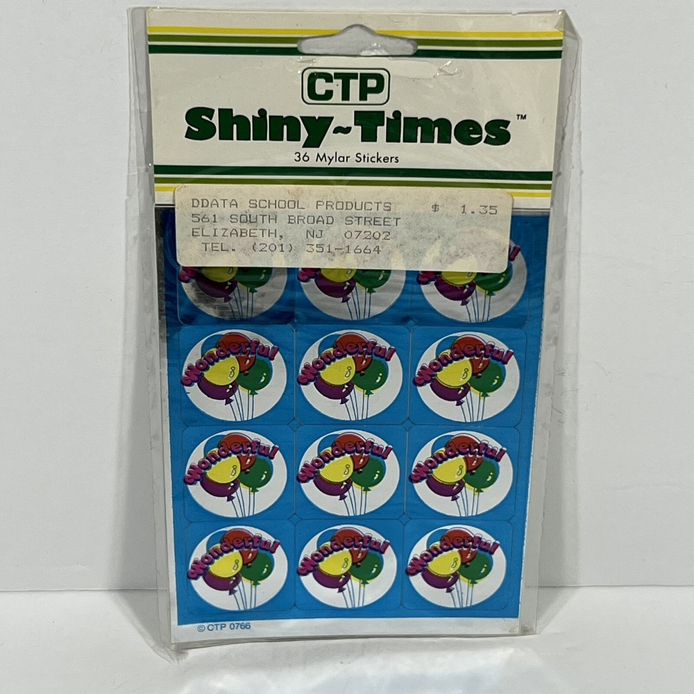 Vintage 80s Stickers CTP Foil Mylar Balloons Wonderful Pack of 36 Birthday Shiny