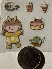 LITTLE GIRL WINKING Mylar Stickers(6pc)Kid•Teapot•Cake•Ice Cream•Card Making•