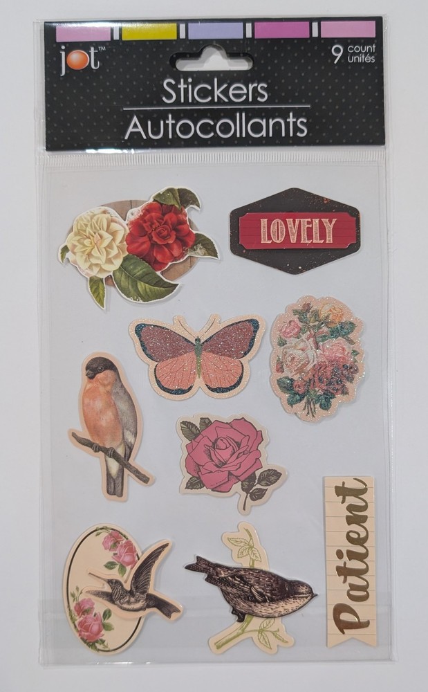 Flowers Birds & Butterflies Scrapbooking Stickers By Jot