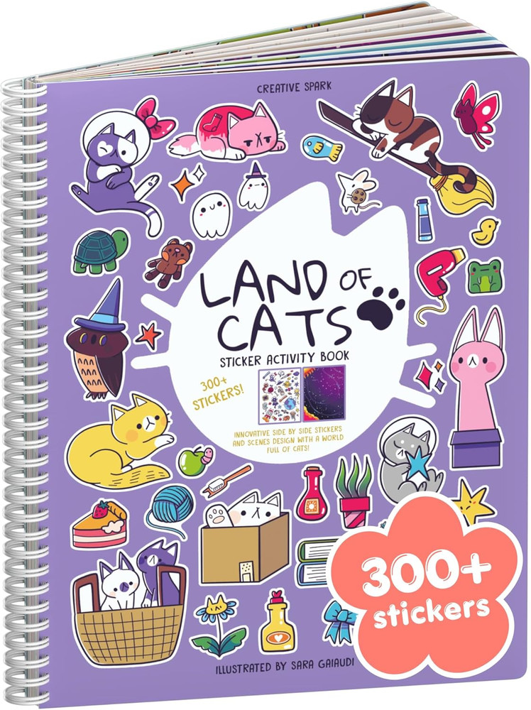 Land of Cats 300+ Kids Sticker Book by Toddler Road Trip Coloring and Sticker B