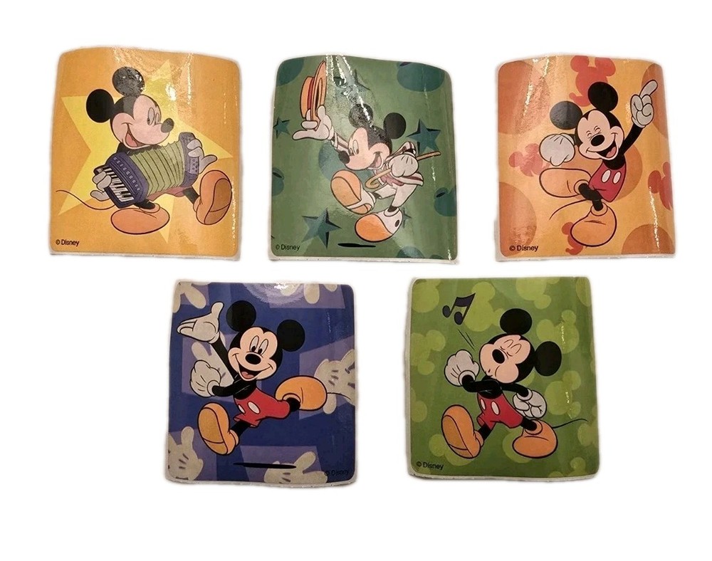 Vintage Smile Makers Mickey Disney Stickers Lot of 5 2.5 x 2.5 Inches