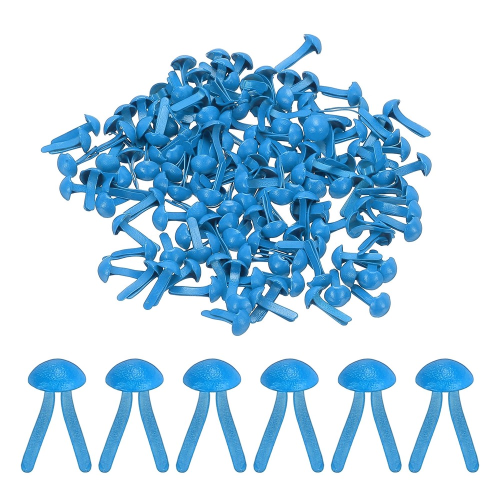 Brads for Paper Crafts, 150 Pcs Blue Metal Round Paper Fasteners, 8 mm
