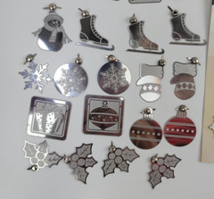 78 Pc Silver Metal Christmas Embossed Embellishments Charms Tree Stocking Mitten