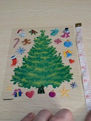 Vintage Amscan Christmas Tree Stickers, 1 Sheet, Clear Backing, Santa, Snowman