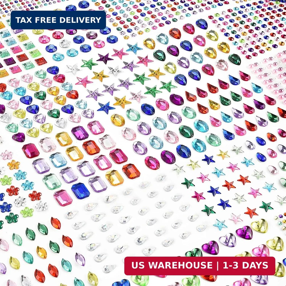 Gem Stickers, 3897Pcs Rhinestone Stickers Stick on Gems for Crafts Self Adhesive