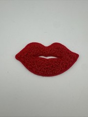 2 Pack Cherry Lips Chenille Fuzzy Patches 2” Self Adhesive Stickers
