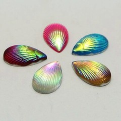 100 Mixed Color With AB Shell Acrylic Flatback Teardrop Cabochons 8X13mm
