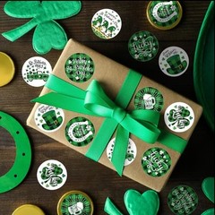 40 PCs Round 1” St Patricks Day Stickers 8 Designs For Parties, Envelope Seals