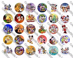 30 Precut 1″ Mickey Mouse and Pooh Holidays cap Image Set 1