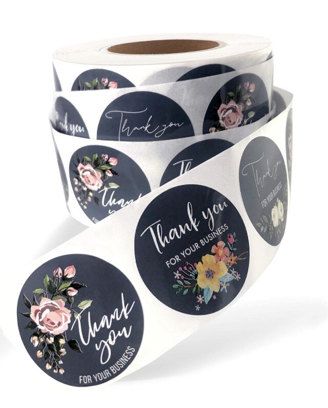 Floral thank you stickers 1000 count roll