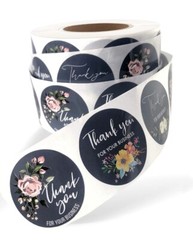Floral thank you stickers 1000 count roll