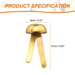 100pcs Brads Paper Fastener 8mmx17mm Metal Split Pin for Paper Craft Gold,