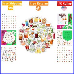 Waterproof Vinyl Cocktail Stickers for Bottles & Laptops, 5.8×4.13 in