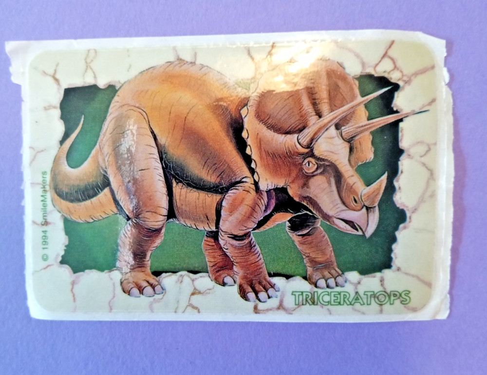vintage 90’s Smilemakers Triceratops dinosaur sticker module *damaged*