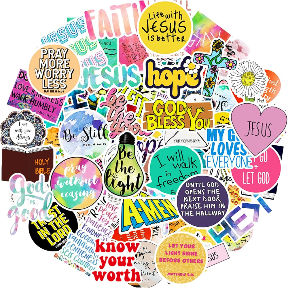 220Pcs Inspirational Christian Stickers Bulk, Vinly Waterproof Bible Verse Jesus
