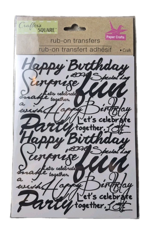 Crafter’s Square Paper Craft Rub-On Transfers Birthday Party Celebration