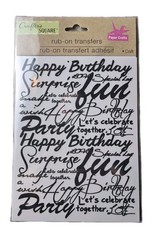 Crafter’s Square Paper Craft Rub-On Transfers Birthday Party Celebration