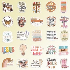 150PCS Christian Bible Verse Stickers, Boho Waterproof Vinyl Jesus Multicolor