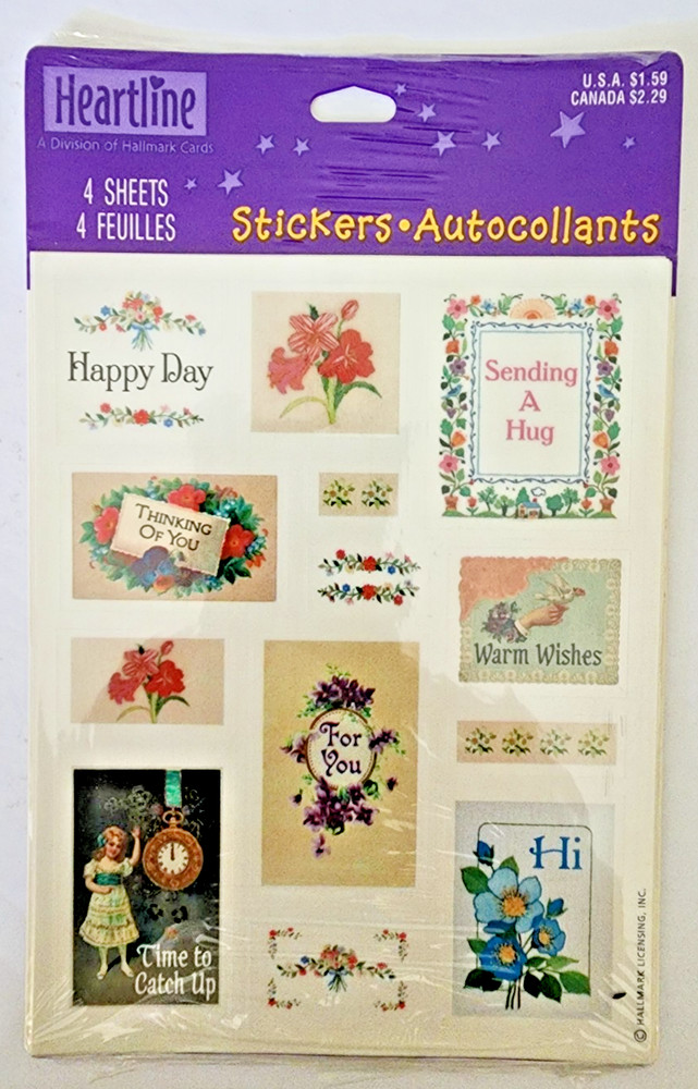 VTG Sealed Hallmark Heartline Romantic Greetings Warm Wishes Sticker Pack