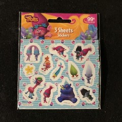 Trolls Stickers 3 sheets. 36 Stickers 12 Designs. 2017 New. Stickerfitti